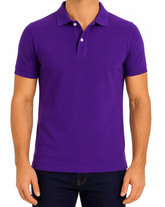 Men’s purple solid piqué polo shirt with a regular fit by TREE