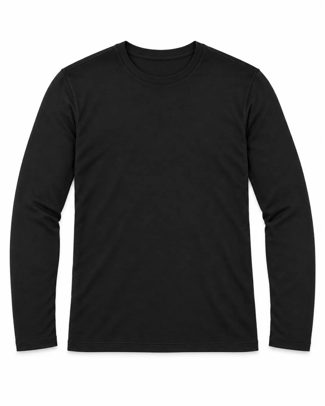 Men's basic black long sleeve T-shirt with crew neck