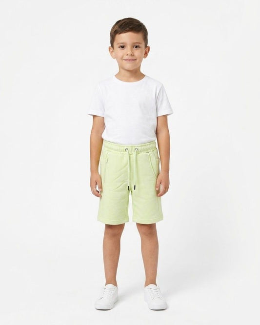 Boys kids lemon solid shorts with visible texture and regular fit TREE