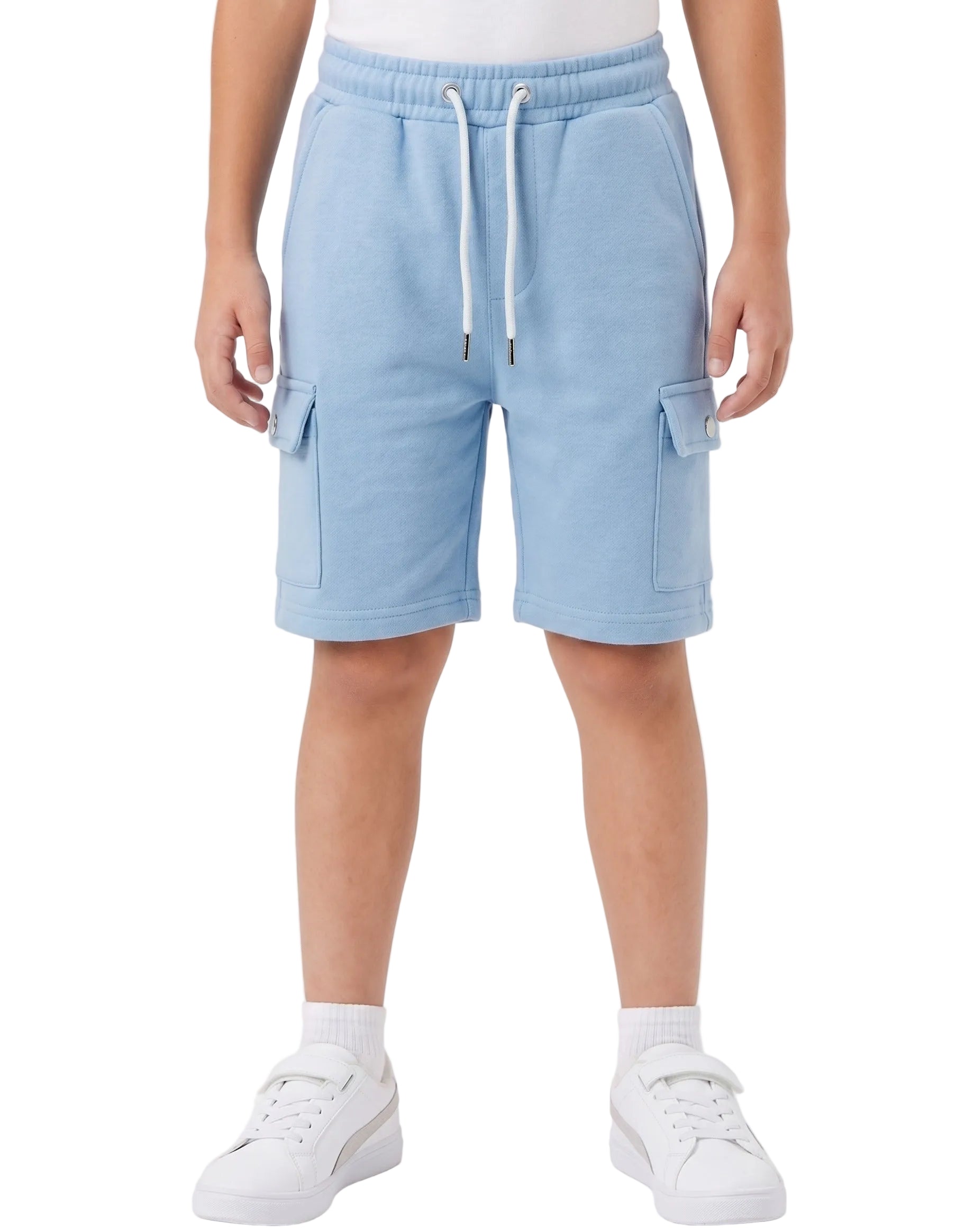 Boys purple shorts with an elastic waistband and side cargo pockets from TREE store.