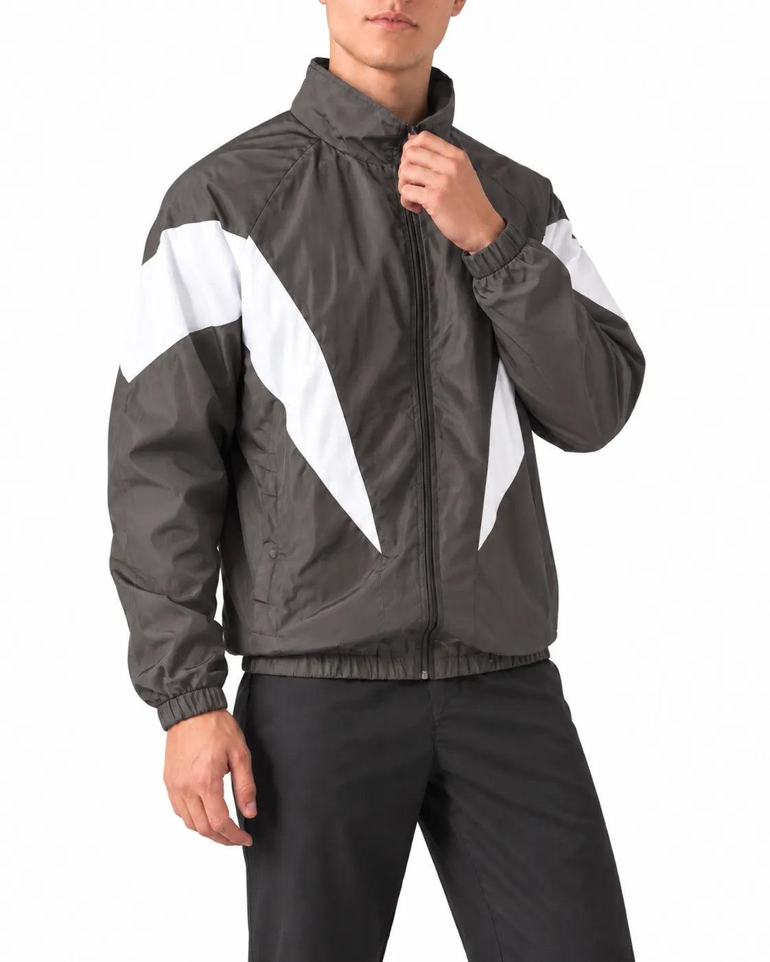 Men's black and gray waterproof sports jacket