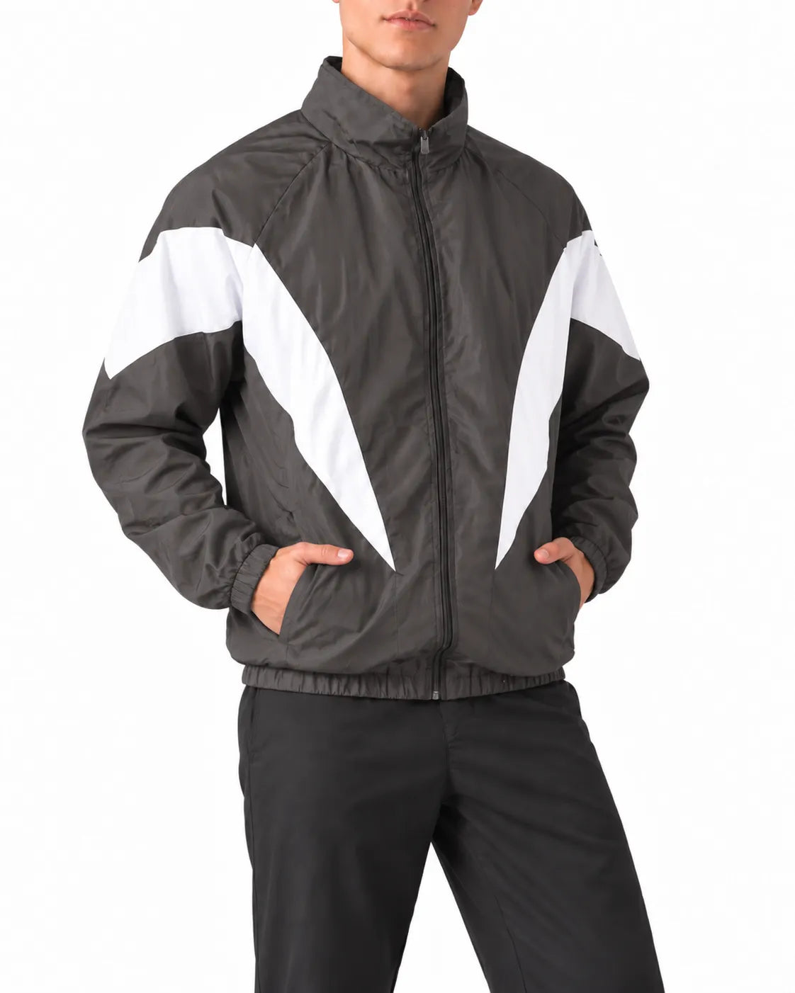 Men's black and gray waterproof sports jacket