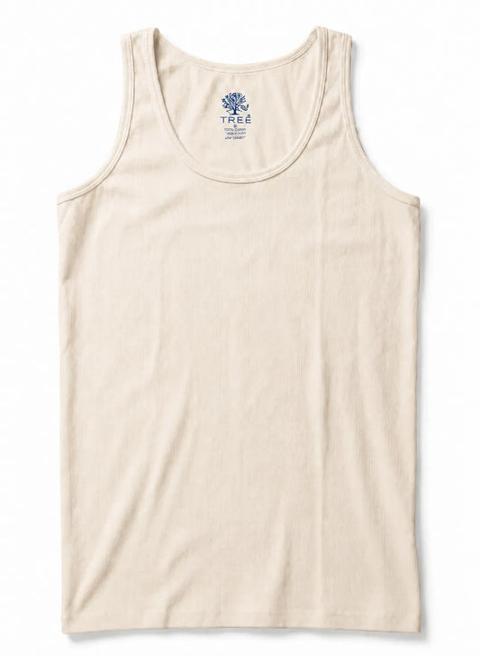 Men’s Beige 100% Cotton Tank Top