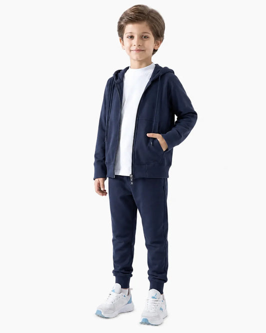 Boys’ Navy Oversized Zip-Up Hoodie Sweatshirt – Summer Melton