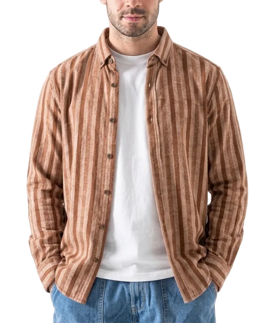 Men's Winter Striped Shirt Brown