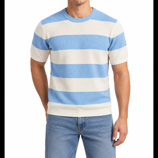 Men's Striped Textured Knit T-Shirt