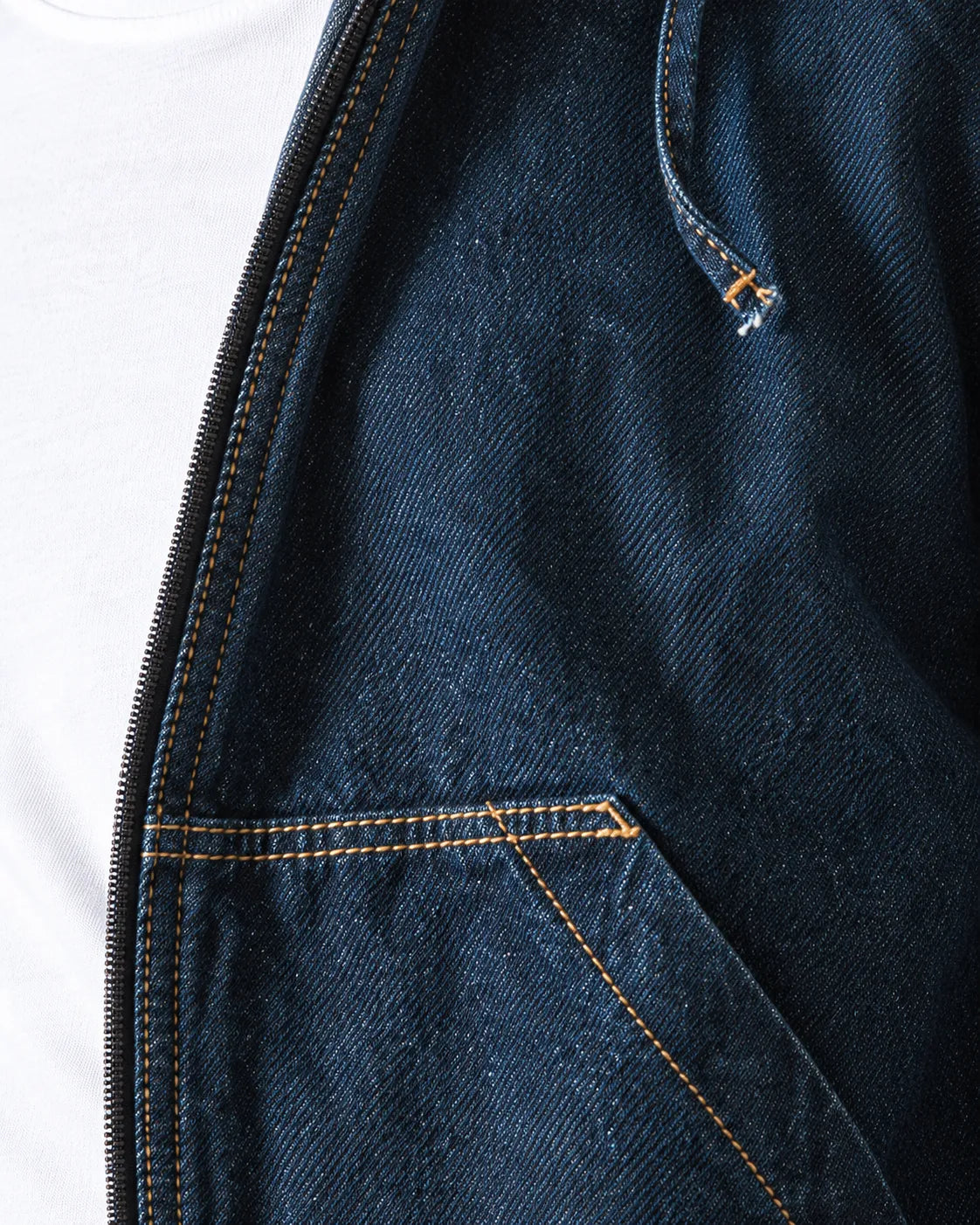 Men's Blue Black 100% cotton denim zip jacket
