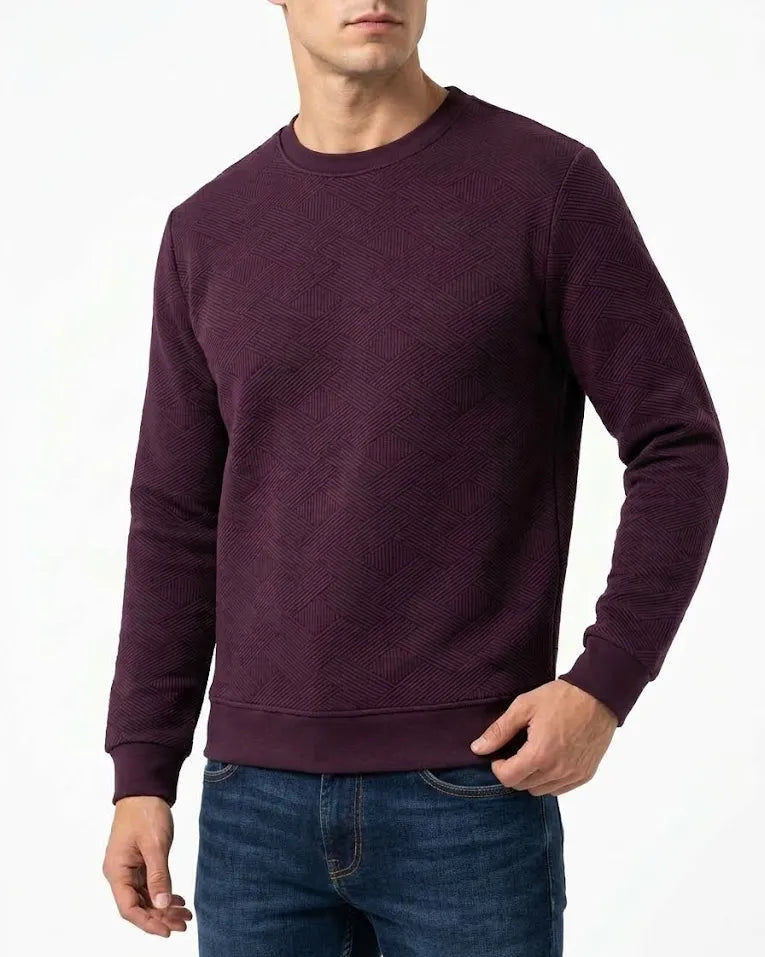 Men's burgundy crewneck sweatshirt made of cotton blend from TREE
