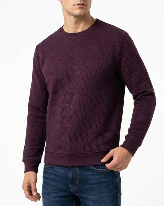 Men's burgundy crewneck sweatshirt made of cotton blend from TREE