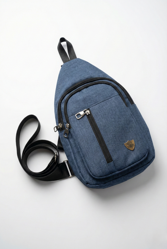 linen crossbody bags - Blue Black