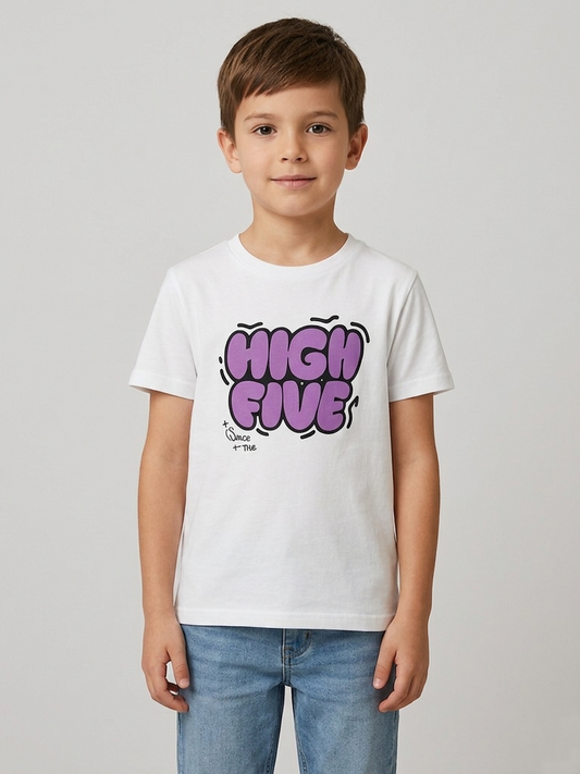 Boy`s Printed T-Shirt – Short Sleeve - White