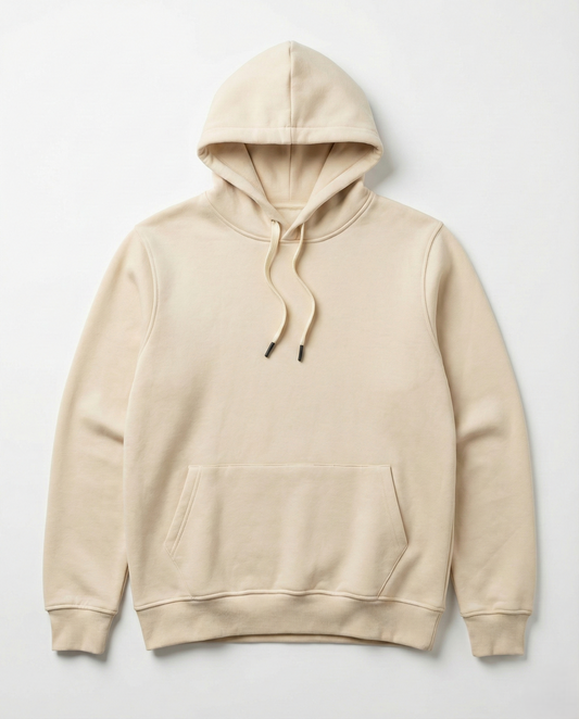 Men’s Plain Hoodie Sweatshirt Over Size – Beige
