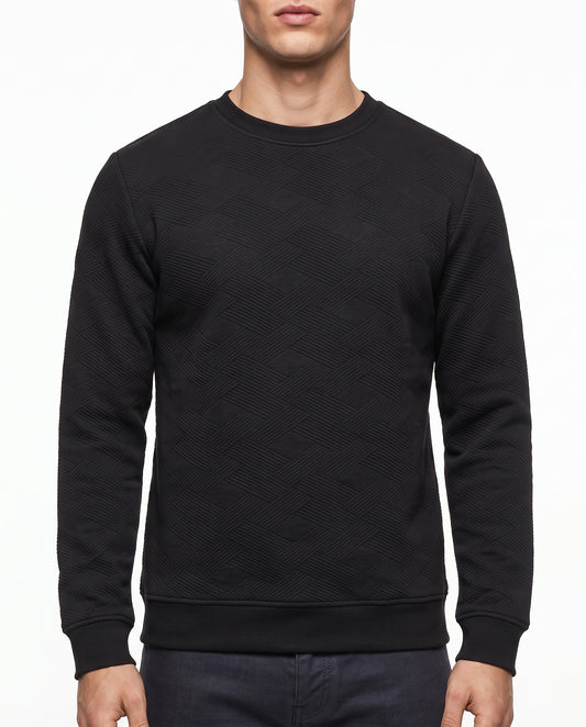 Men's black crewneck sweatshirt made of cotton blend from TREE