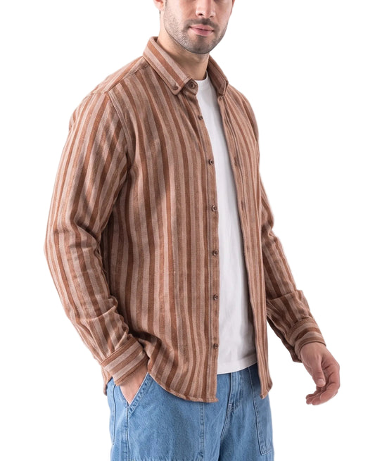 Men's Winter Striped Shirt Brown