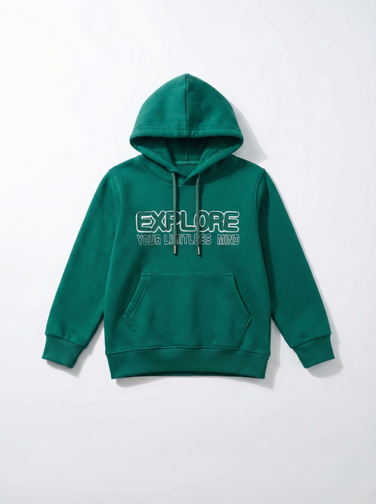 Boys' Melton Lined Hoodie - Print - Olive