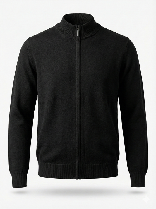 Men’s Zipper Knit Jacket - Black
