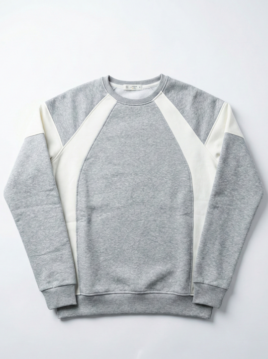 Men's Crew Neck Sweatshirt - Cotton Blend - Grey