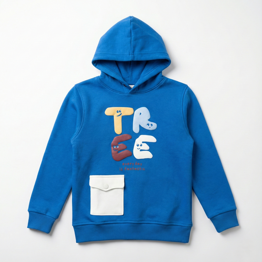 Boys' Melton Lined Hoodie - Print - Blue