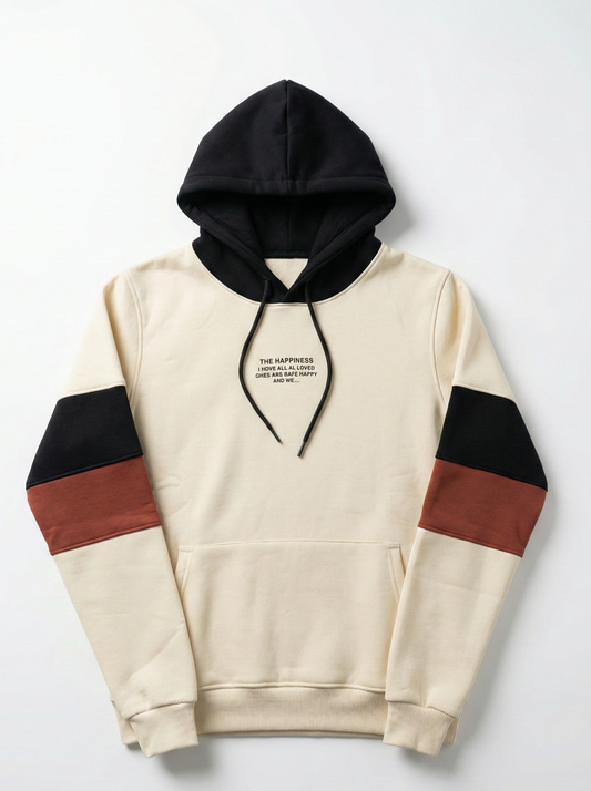 Men's Printed Hoodie Sweatshirt-Beige