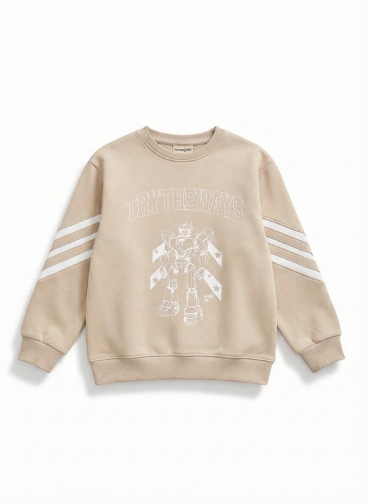 Boys'Crew Neck Sweatshirt - Cotton Blend - Print