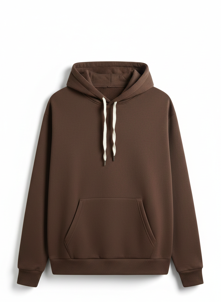 Men's Plain Hoodie, over Size - Brown