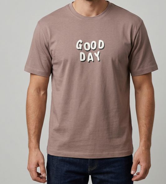 Men`s Printed T-Shirt – Over Size -Brown