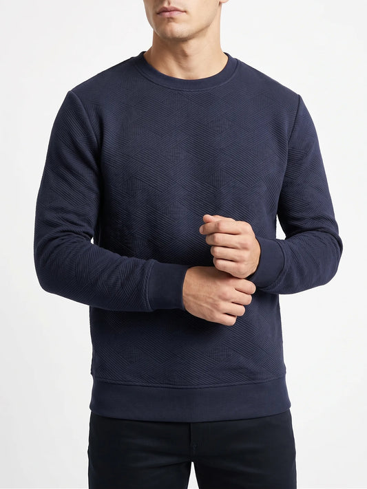 Men's navy blue crewneck sweatshirt made of cotton blend from TREE