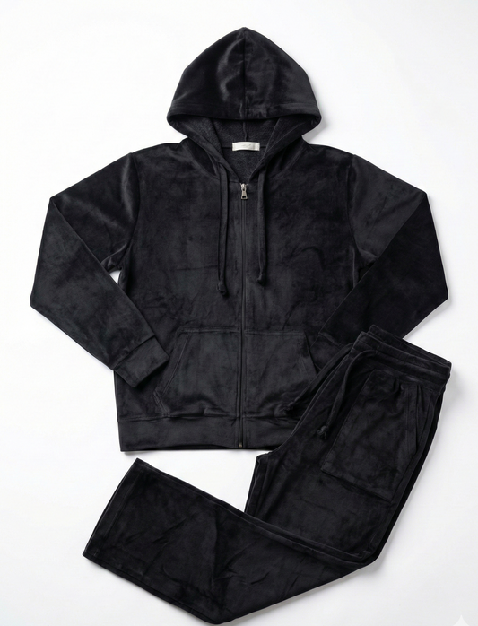 Women's velvet pajama set with zipper