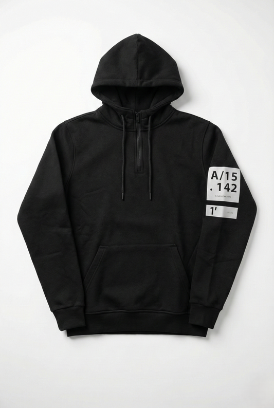 Men's Basic half-zip sweatshirt with hood - Black