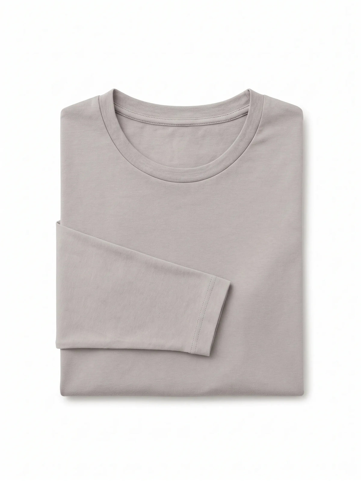 Women's basic grey long-sleeve t-shirt made of stretch cotton blend from TREE
