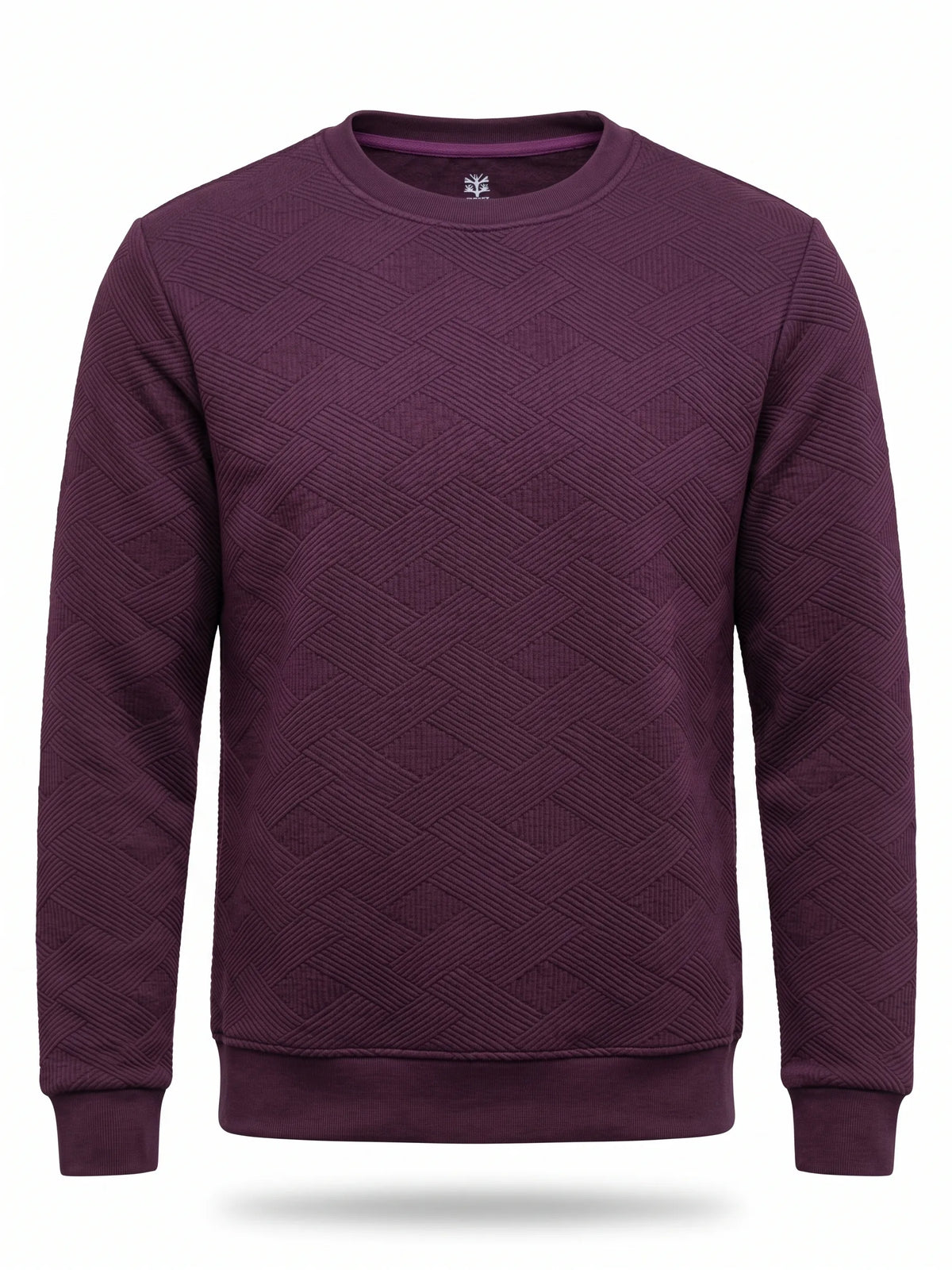 Back view of men's burgundy crewneck pullover sweatshirt from TREE