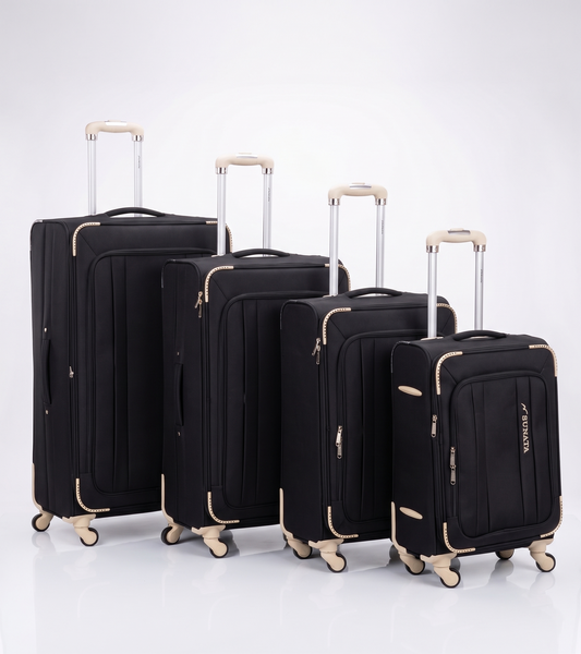 Sunata Fabric Trolley Travel Bag  5 Zippers, Digital Lock - Black White