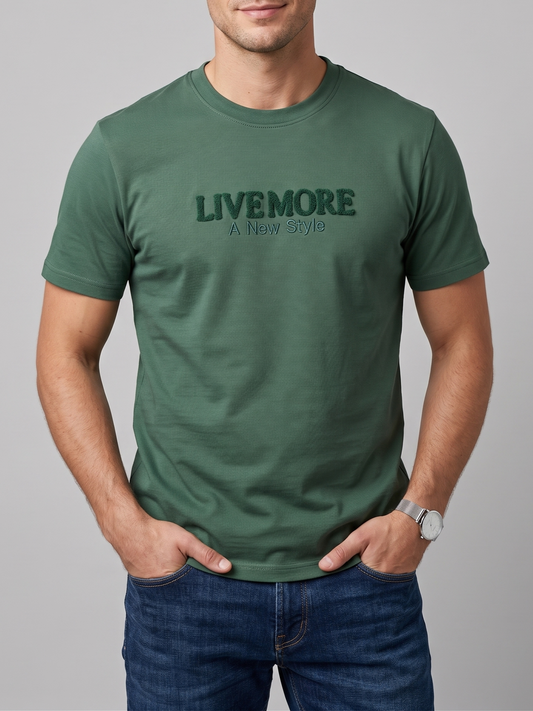 Men`s Printed T-Shirt – Dark Olive