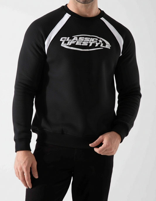 Men's Black Melton Sweatshirt  Print