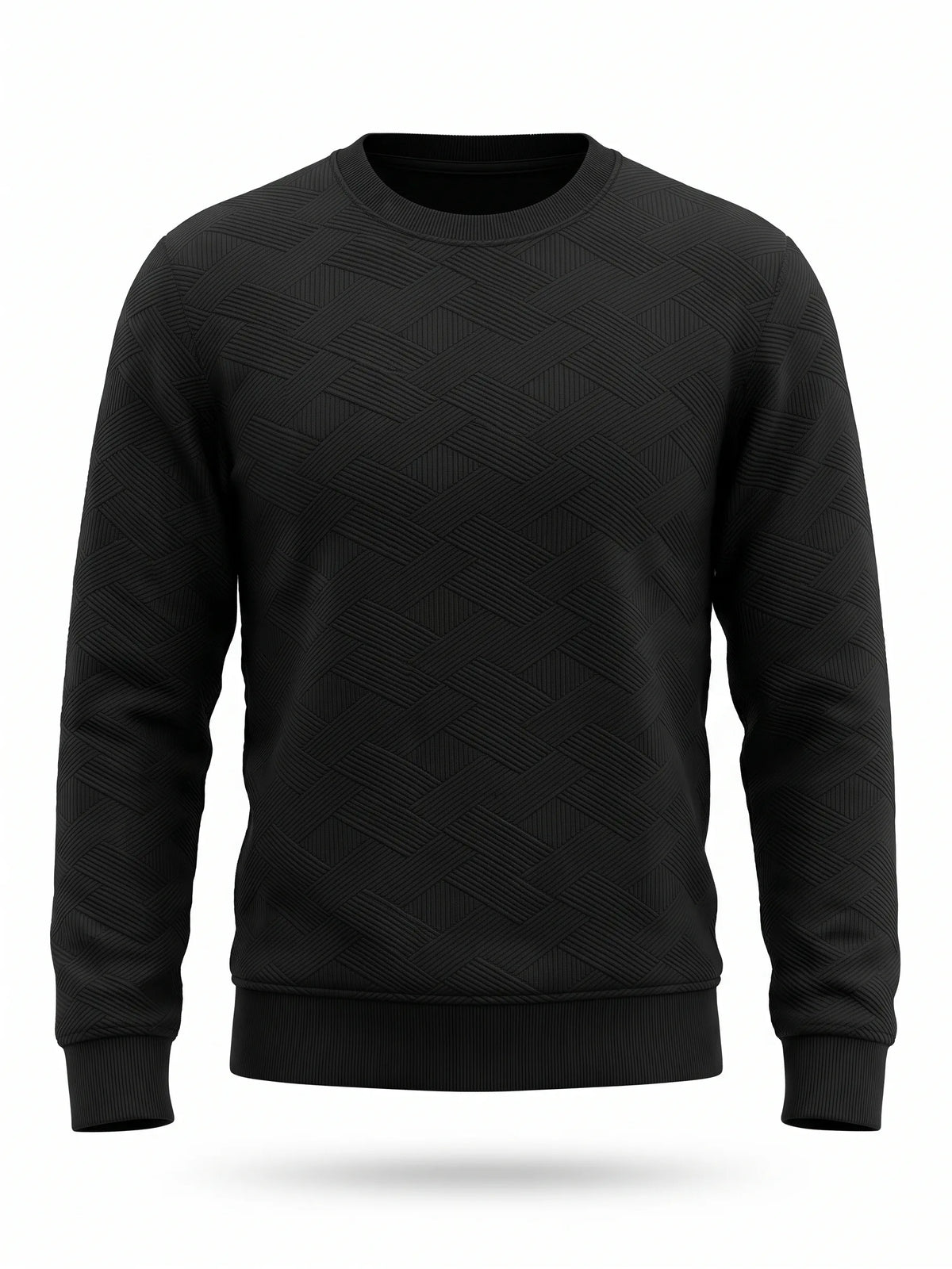 Back view of men's black crewneck pullover sweatshirt from TREE