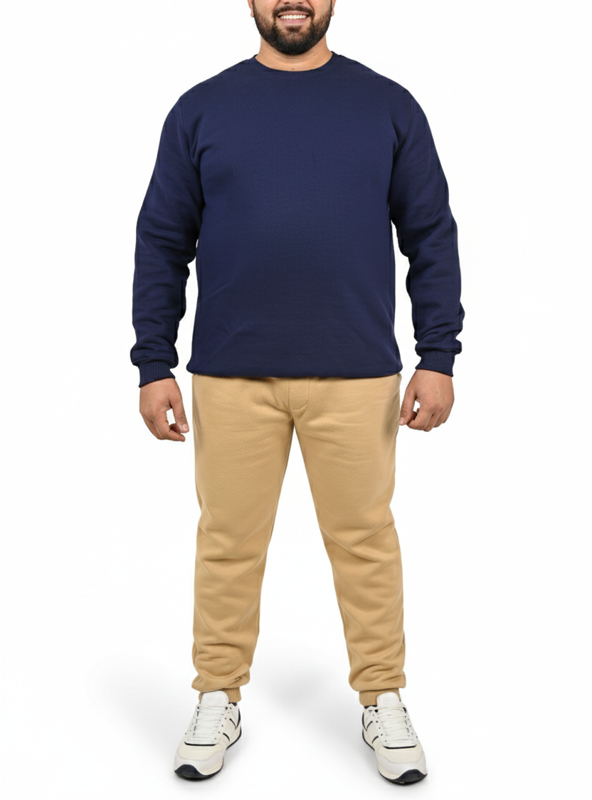 سويت شيرت رجالي حوض بيج سايز (4XL-6XL) لون كحلي، خامة ميلتون 65% قطن