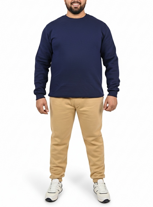 سويت شيرت رجالي حوض بيج سايز (4XL-6XL) لون كحلي، خامة ميلتون 65% قطن