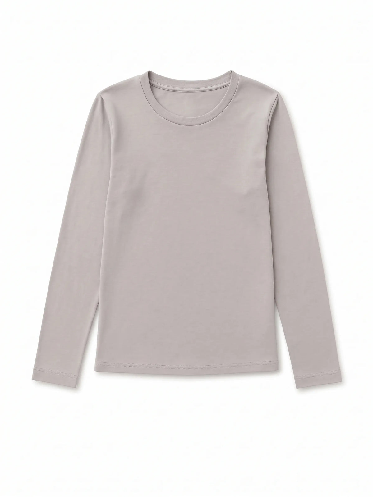 Women's basic grey long-sleeve t-shirt made of stretch cotton blend from TREE
