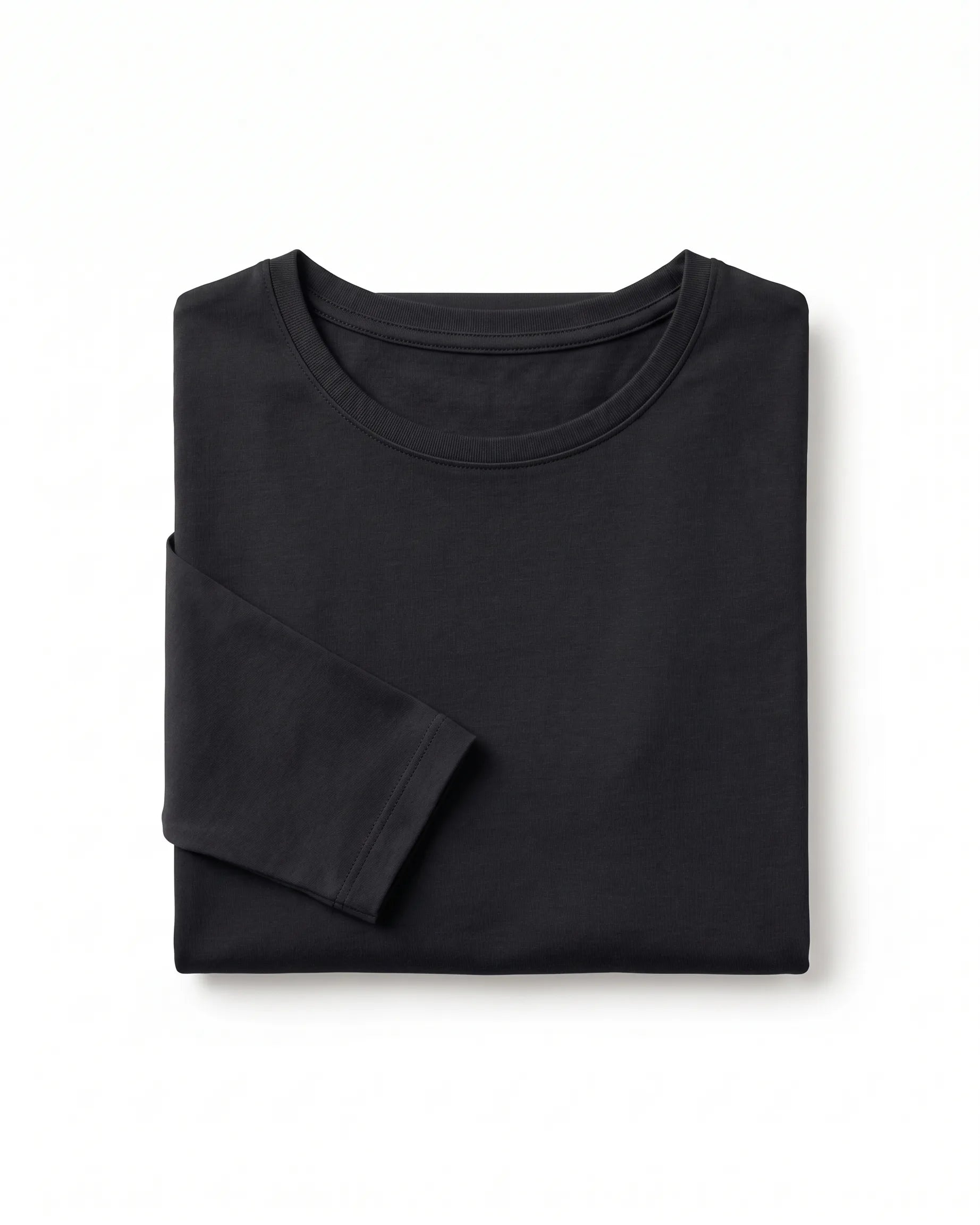 Women's basic black long-sleeve t-shirt made of stretch cotton blend from TREE