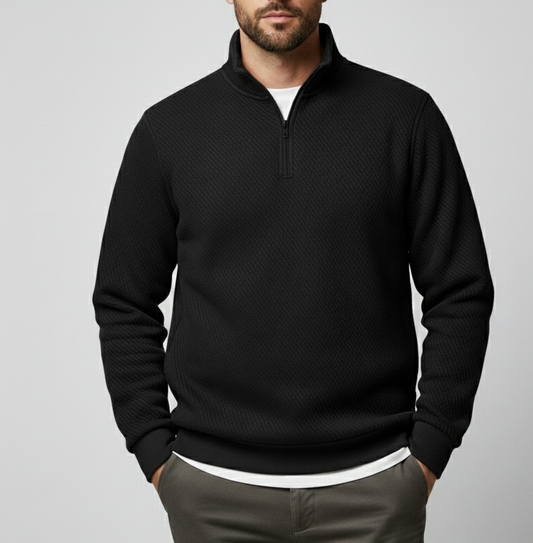 Men's Textured Quarter-Zip Sweatshirt with Collar