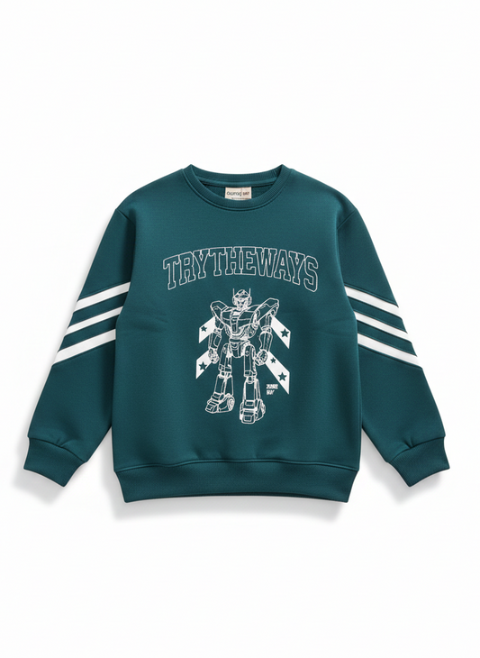 Boys'Crew Neck Sweatshirt - Cotton Blend - Print