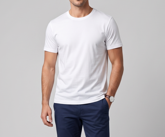 Men's T-Shirt Basic Round Neck -White
