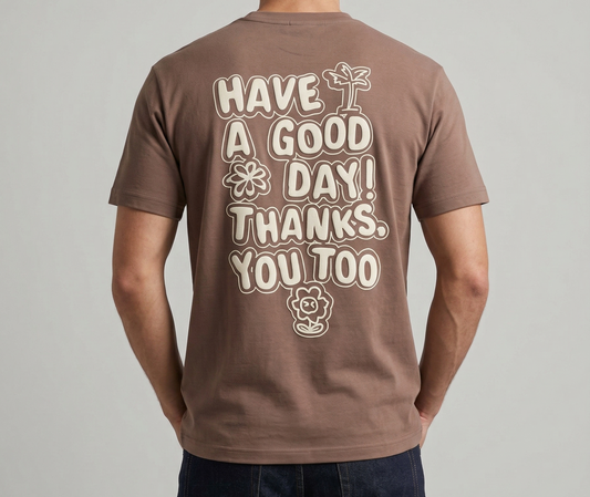 Men`s Printed T-Shirt – Over Size -Brown
