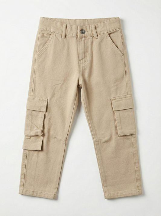 Boys' wide leg gabardine trousers - Beige