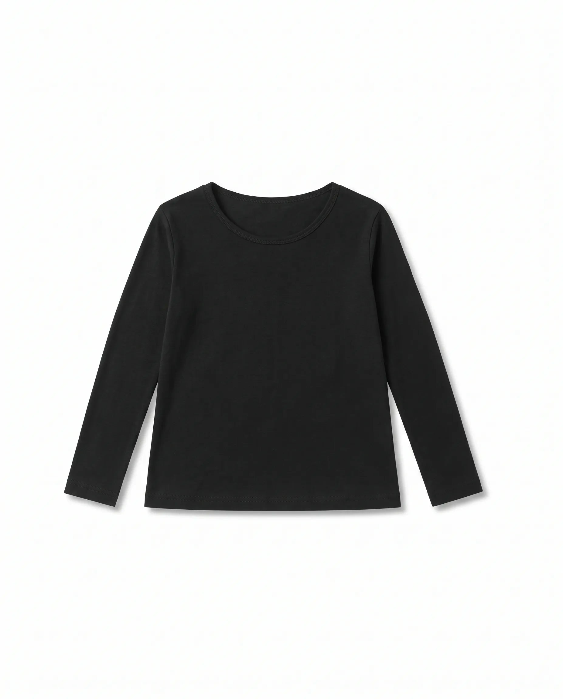 Women's basic black long-sleeve t-shirt made of stretch cotton blend from TREE