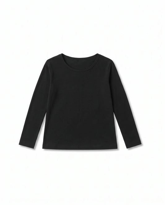 Women's basic black long-sleeve t-shirt made of stretch cotton blend from TREE
