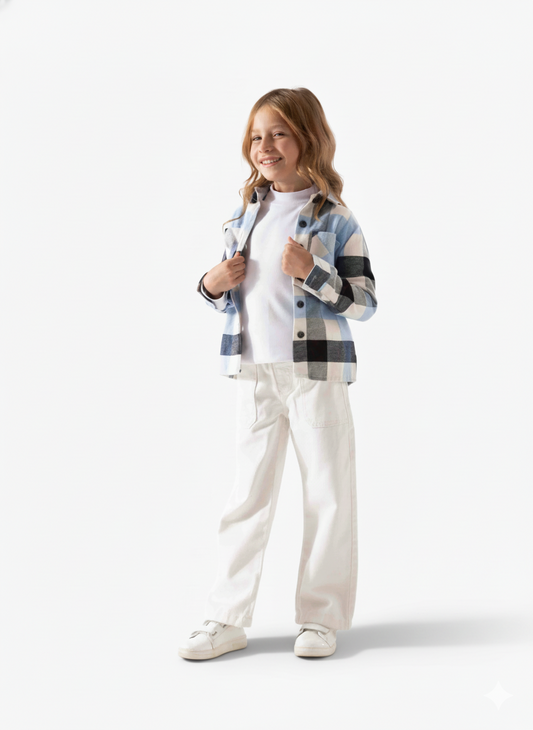 Girls' Winter  Shirt - Blue & Black