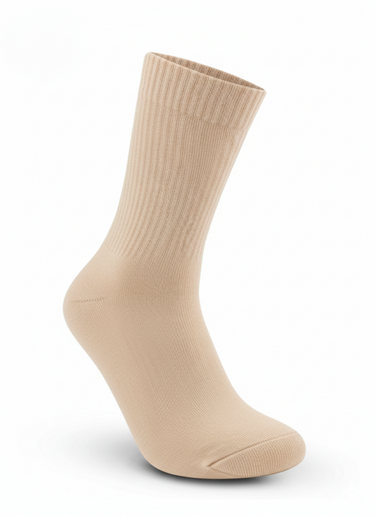 Men’s Long Sports Socks – Full Terry (Beige)