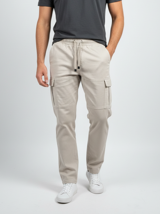 Men's gabardine pants, baggy trousers - OFF White