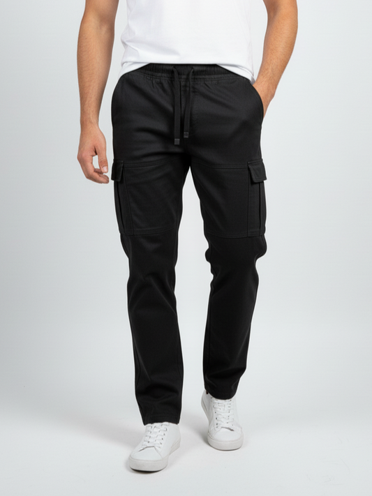 Men's gabardine pants, baggy trousers - Black